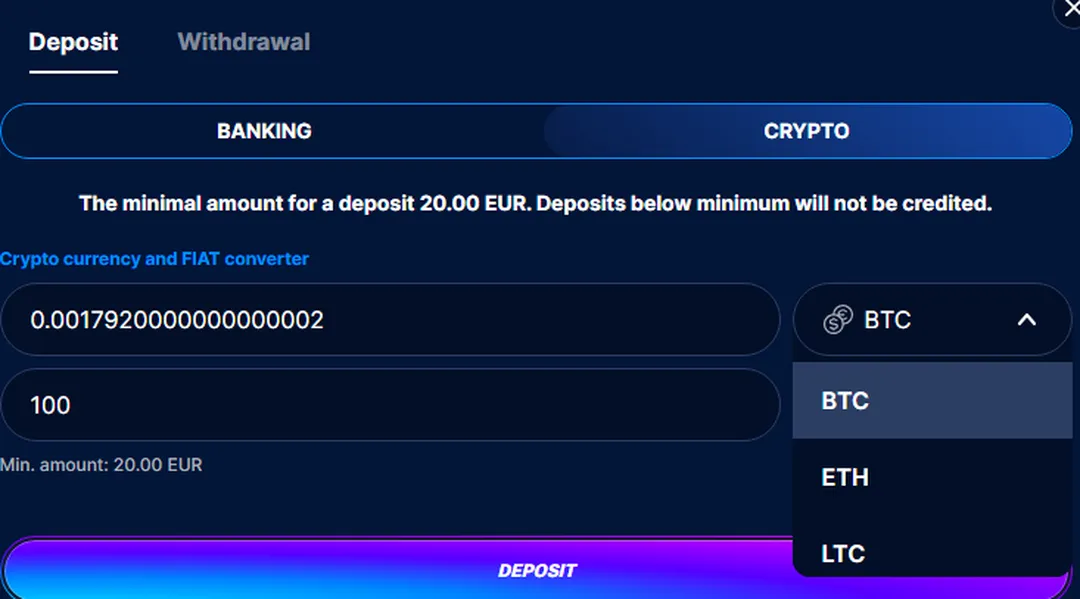 BM Bet Crypto Deposit